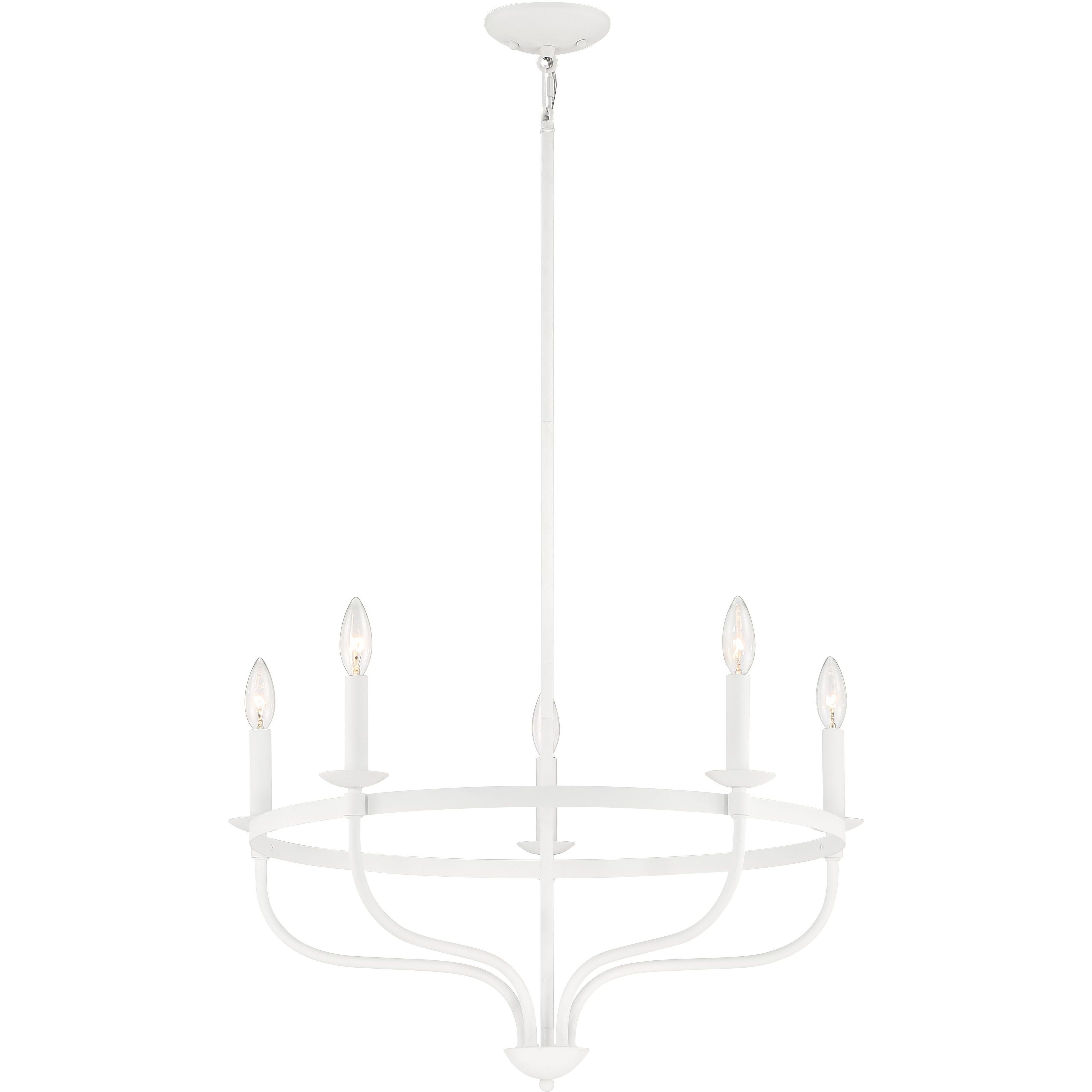 Transitional 5 Light 26.63 inch Bisque White Chandelier Ceiling Light